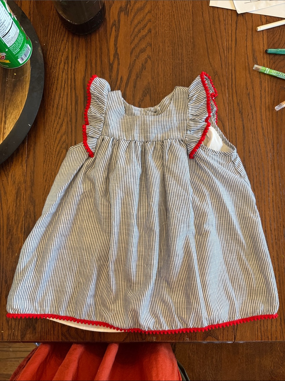 Pippa & Julie Navy and White Striped Toddler Dress size 4T